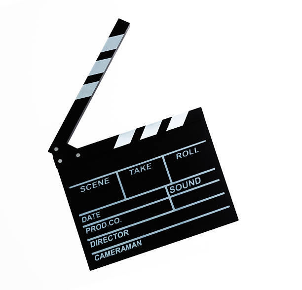 istock Single film slate on white background 2235568202