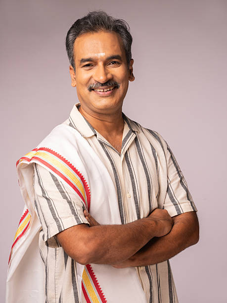 istock Happy men celebrating festivals on white background 2235570689