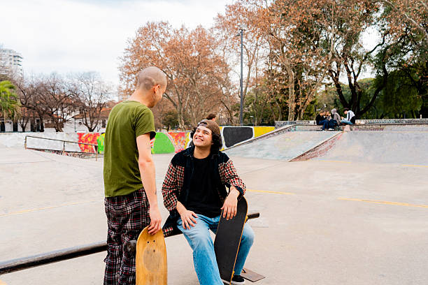 istock Skater friends on the public park 2235580305