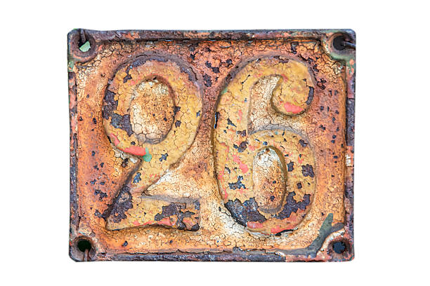 istock Old cast iron plate with number 26 2235581810
