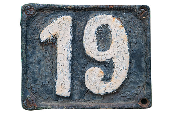istock Old cast iron plate with number 19 2235581866