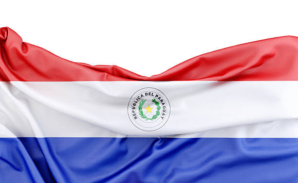 istock Flag of Paraguay isolated on white background with copy space above. 3D rendering 2235585362