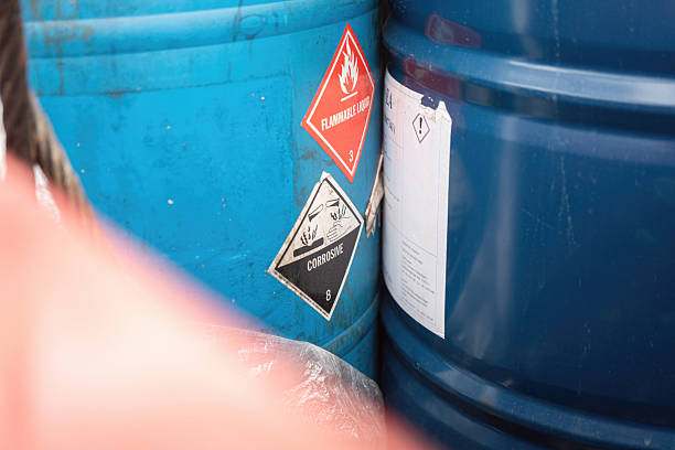 istock Acidity corrosive warning sign on the chemical containment. 2235588660