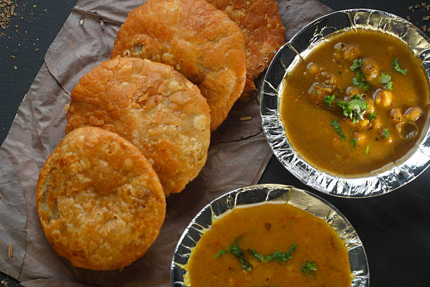 istock Traditional Indian Kachori with Aloo Sabzi and Chole 2235590061