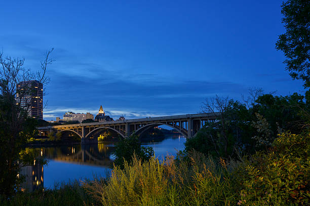istock City skyline and riverside park at dusk in Saskatoon 2235592600