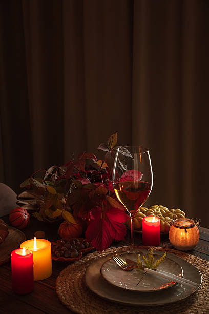 istock Autumn Table Setting with Pumpkins, Candles and Leaf Decor 2235597214
