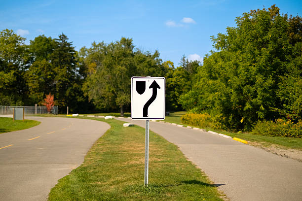 Road Sign Keep Right Green Space