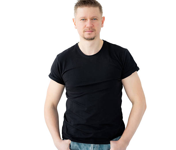 istock Handsome Man Posing In Black Blank T-Shirt 2235602507
