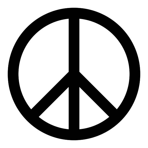 Peace Symbol Icon Black Simple Isolated Vector Stock Illustration