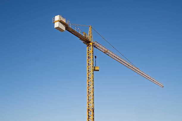 Part of a tower crane used in construction to move heavy materials