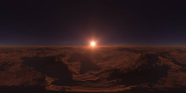 istock 3D Rendering of a Scenic Extraterrestrial Sunset Over a Desert Planet 2235643731