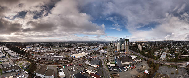 istock Panoramic Cityscape View of Urban British Columbia Under Dramatic Clouds 2235644249