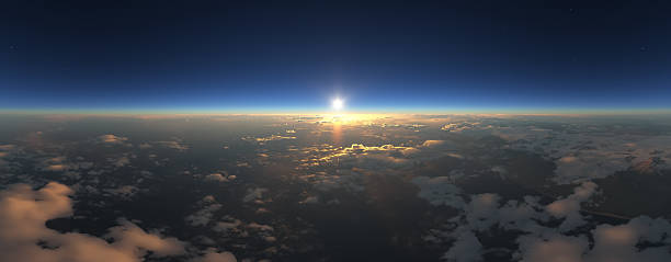 Beautiful 3D Rendering of Sunrise Above the Cloud Layers in a Clear Sky