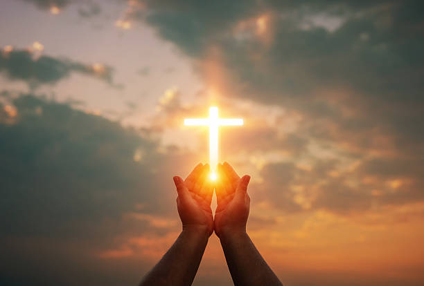 istock Human hands open palm up worship. Eucharist Therapy Bless God Helping Repent Catholic Easter Lent Mind Pray. Christian Religion concept background. fighting and victory for god 2235649788