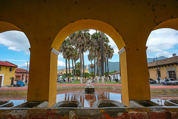 Antigua Guatemala, Guatemala - June 30, 2025: The Tanque La Union is a former public laundry in Antigua Guatemala, Sacatepequez, Guatemala.