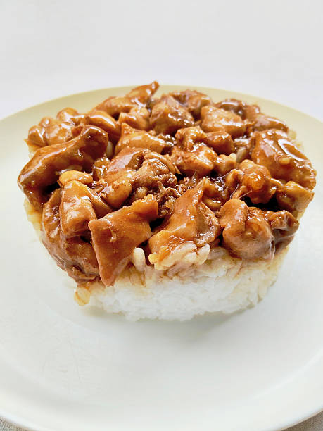 Delicious and Glazed Chicken Teriyaki Served with White Rice