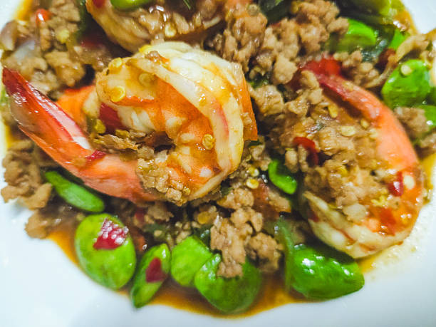 Aromatic Southern Thai Stir-Fried Prawns with Morning Glory