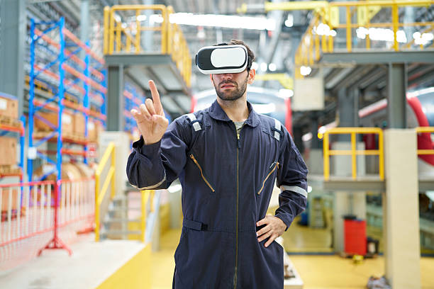 istock Engineer or technician wearing virtual reality glasses(VR) at train station construction site 2235670755