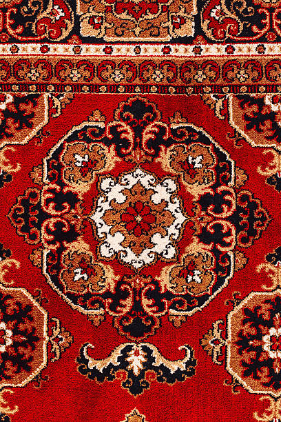 Oriental Persian Carpet Texture Background With East Patterns Red Oriental Persian Carpet Texture Background. Oriental Persian Carpet Texture Background With East Patterns