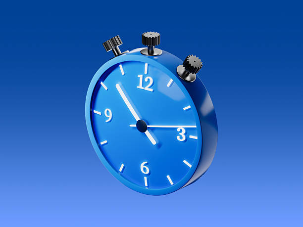 istock 3D render of a blue stopwatch icon with mechanical buttons, representing time tracking, deadline, or time management concept in digital interfaces. 2235674738