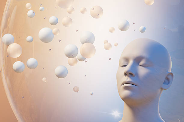 istock Abstract Digital Illustration of Human Mind with Floating Spheres 2235676510