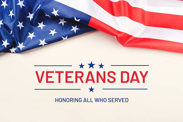 istock Beige background with American flag. 2235677951