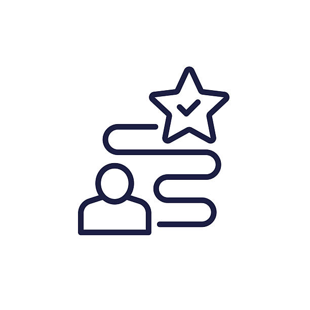 ilustraciones, imágenes clip art, dibujos animados e iconos de stock de icono de línea camino al éxito en blanco - eventos de la vida