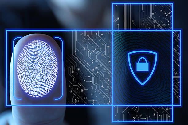 istock Businessman scanning fingerprint on virtual screen. Biometric security system 2235688287