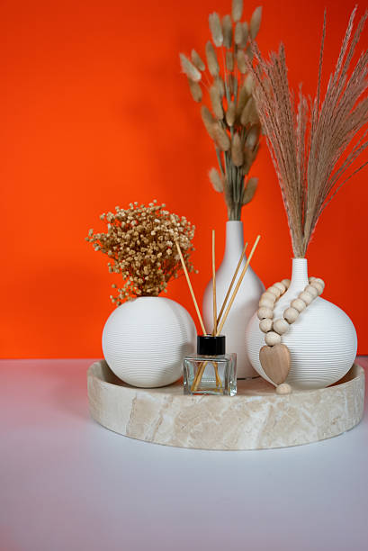 istock Minimal autumn decor with vases and dried flowers 2235689815