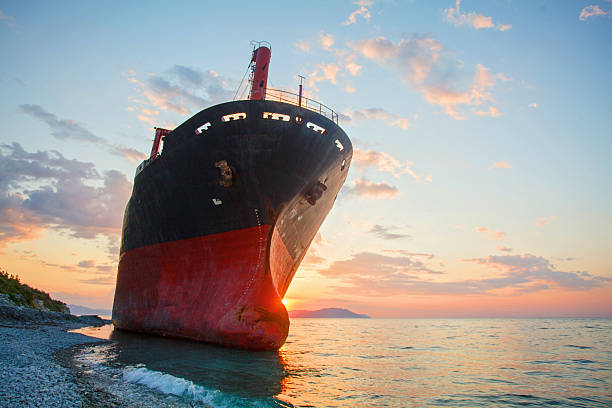 Naples, Italy - July 17, 2024: Marnavi ship outside Harbor sailing on Tyrrhenian sea