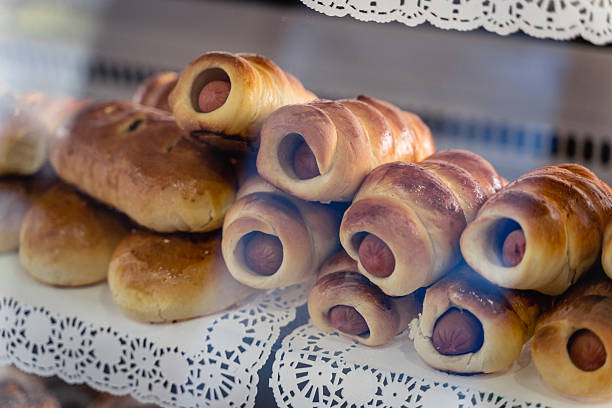 Bakery on tray on table