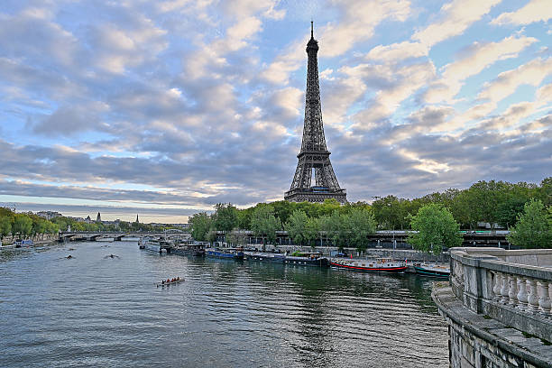 Eiffel Tower and Seine River in Paris, France
