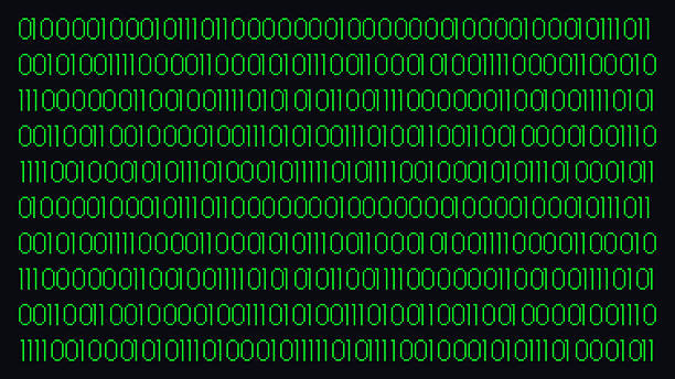 Black and Green Binary Code Background. Data Technology Pattern in Pixel Art Style. Vector illustration