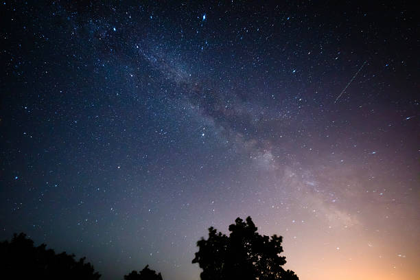istock Milky Way stars and rural countryside tree silhouettes 2235701046
