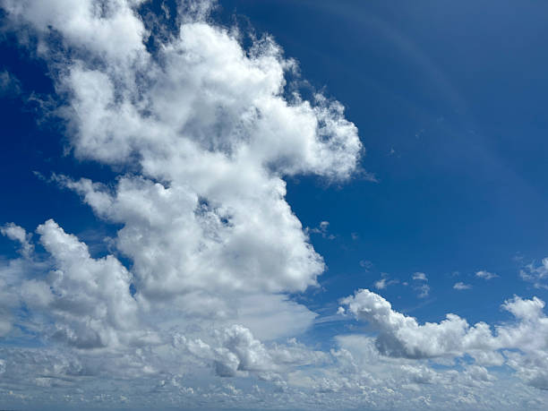 Blue sky background with clouds in a summer sunny day in Caribbean