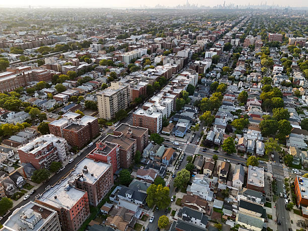 istock a residential area, characterized by numerous buildings, including multi-story 2235707090