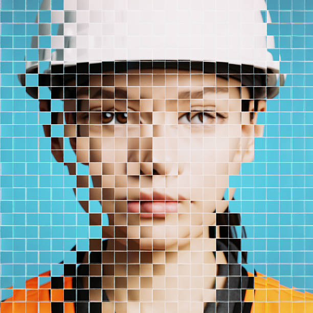 istock Avatar being formed of female worker with helmet 2235710843