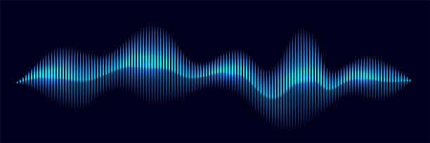 istock Blue sound wave with glowing vertical bars on dark background. Abstract music waveform in neon gradient style for audio visualizer, equalizer, or DJ interface. Futuristic vector illustration 2235715118