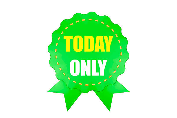 The text TODAY ONLY is prominently displayed in yellow capital letters in the center of the badge