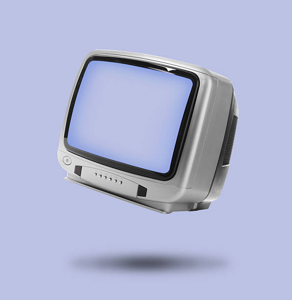 istock Retro TV set in air on light blue background 2235716939