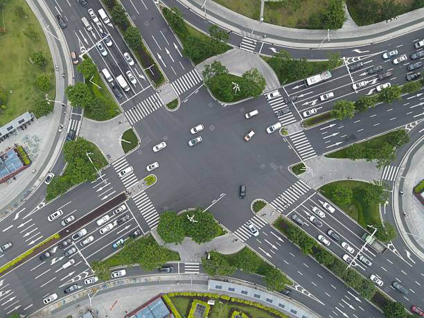istock Asphalt crossroads with busy traffic 2235718718