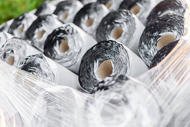 Close-Up Of Rolled Up Wire Mesh In Factory