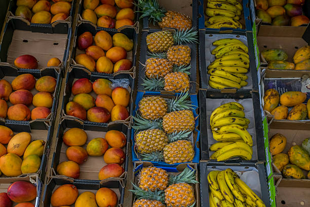 Fresh fruit on a village farmer's market stall