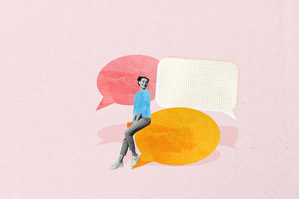 istock Collage of hands person people using speech bubbles representing chatting online messaging social media communication 2235723697