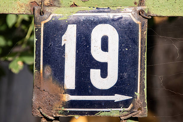 istock Metal enameled street number 19 2235728575