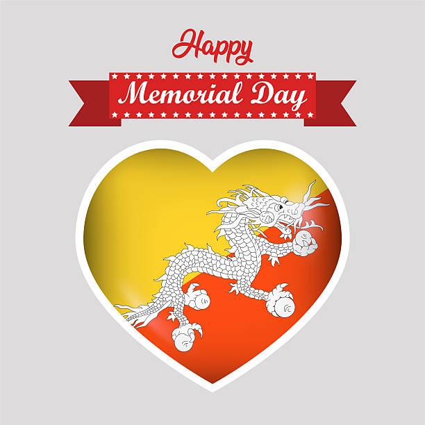istock Happy Memorial Day Bhutan Flag Heart Banner 2235728817