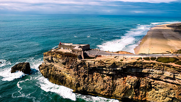 istock Aerila view of Nazare lighthouse 2235731178