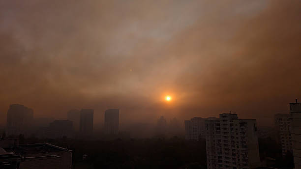 istock Kyiv Sunrise Covered in Smoke After Drone Attack and Fires 2235731604