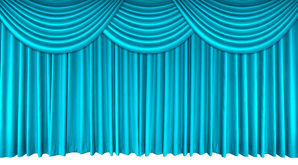 istock Light blue stage curtain, empty theater, opera or cinema. 2235737467
