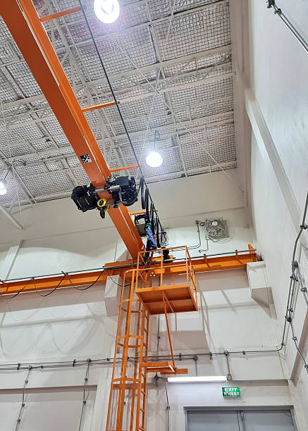 istock The vertical shot of single-girder overhead crane for inspection before test run without load. 2235741332